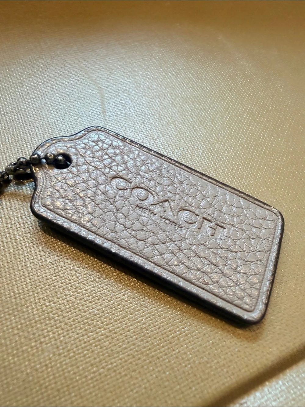Coach Gray Leather Hangtag Keychain Bag Charm Replacement Tag Vintage